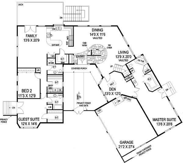 Main Floor Plan for House Plan #164590