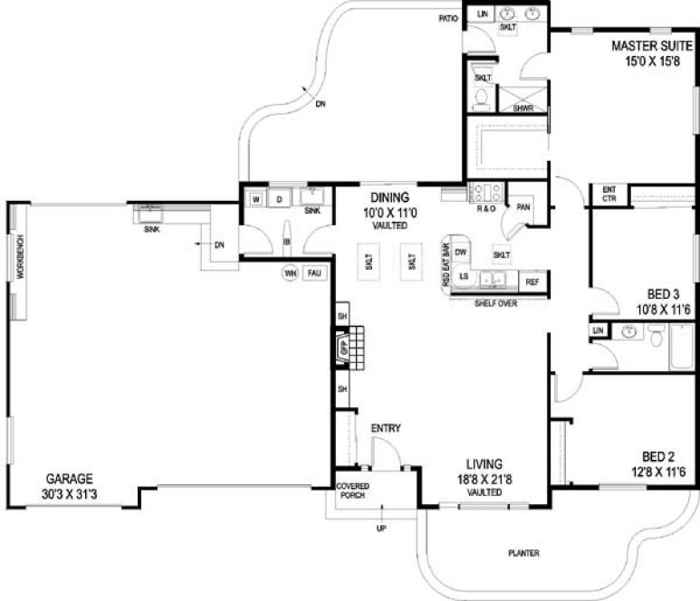 Main Floor Plan for House Plan #165390