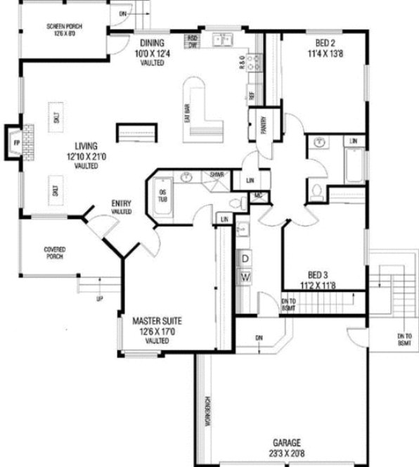 Main Floor Plan for House Plan #168180