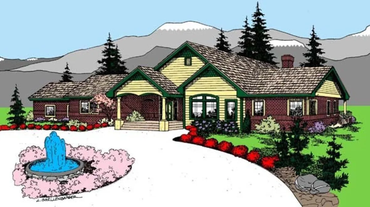 Full Rendering for House Plan #163180