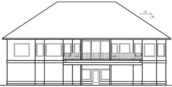Rear Elevation for House Plan #161180