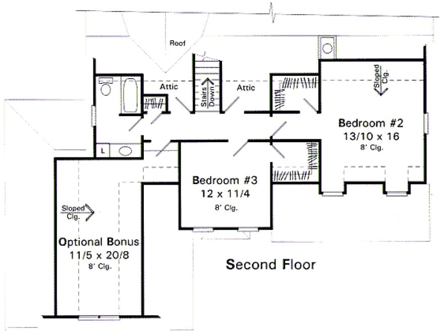 Second Floor Plan for House Plan #114891