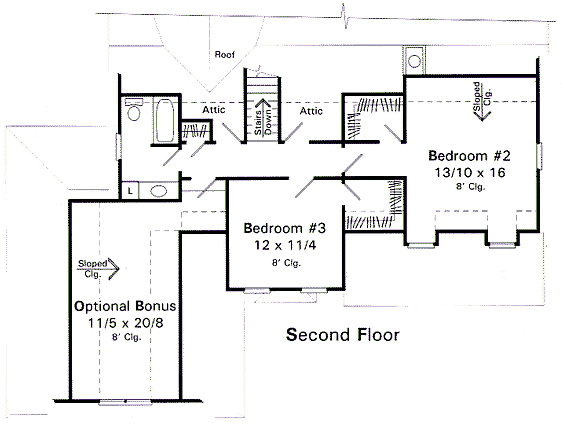 Second Floor Plan for House Plan #114891