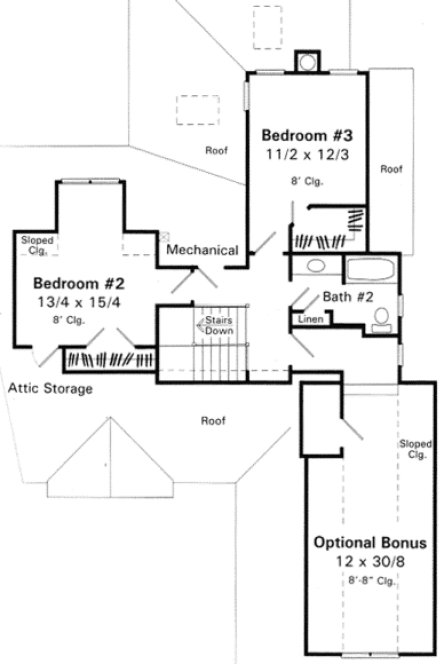 Second Floor Plan for House Plan #114991