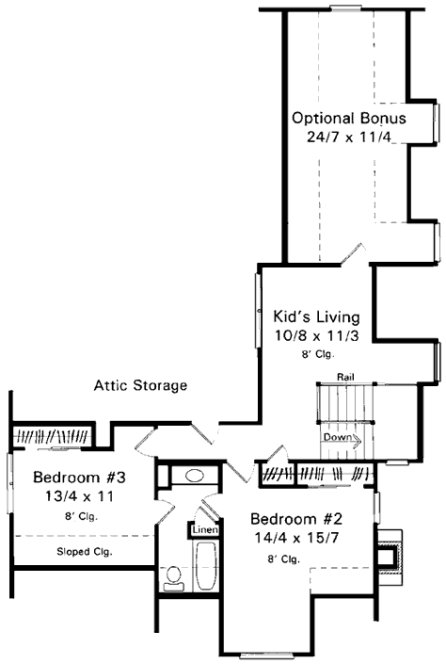 Second Floor Plan for House Plan #110102
