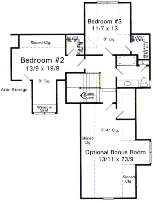 Second Floor Plan for House Plan #113112