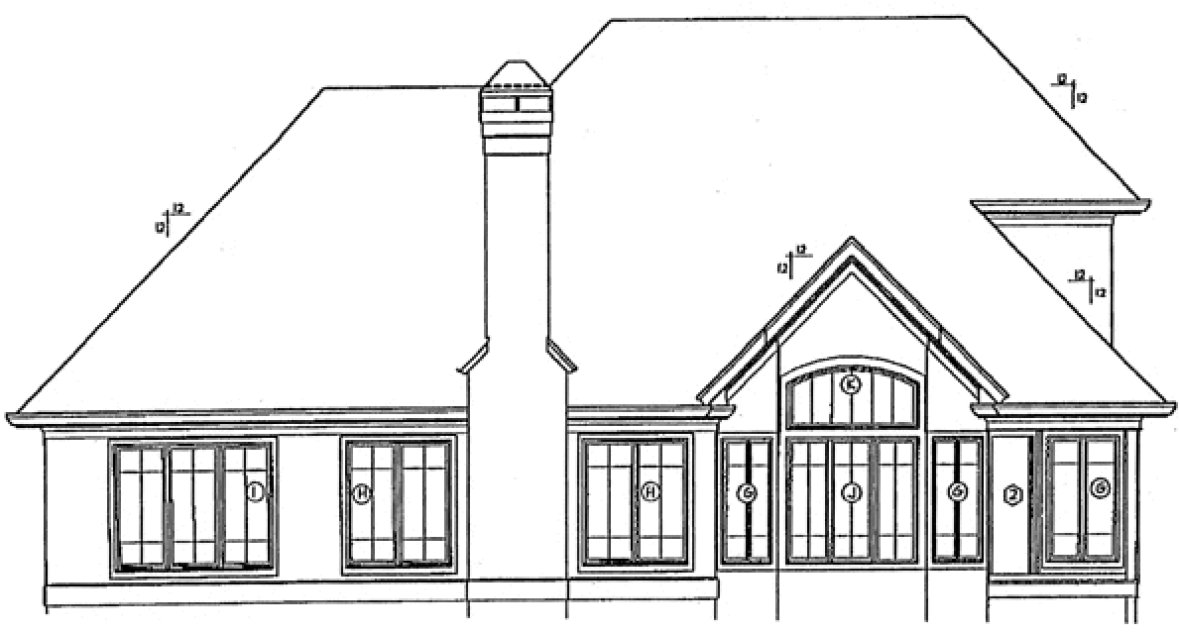 Rear Elevation for House Plan #118412