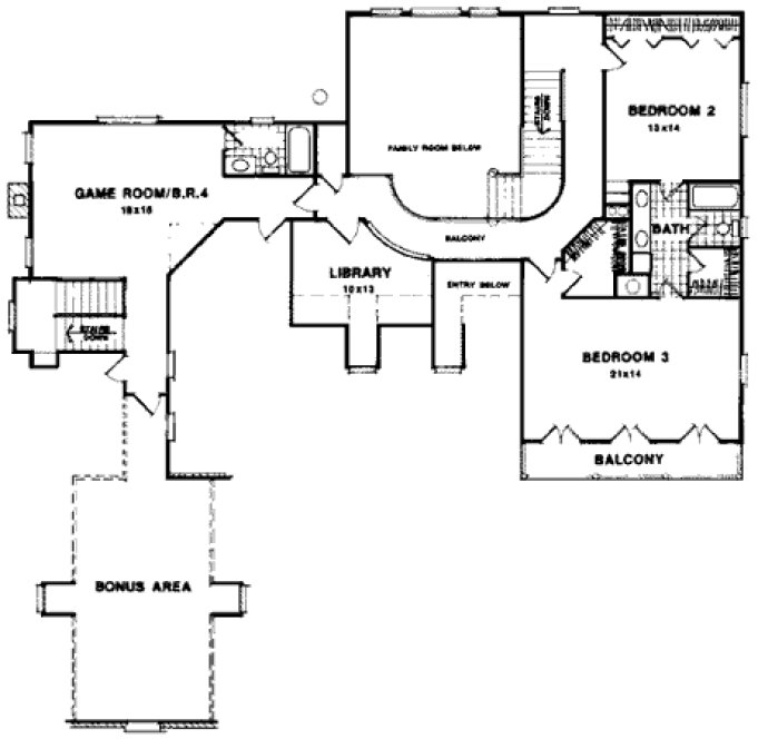 Second Floor Plan for House Plan #110244