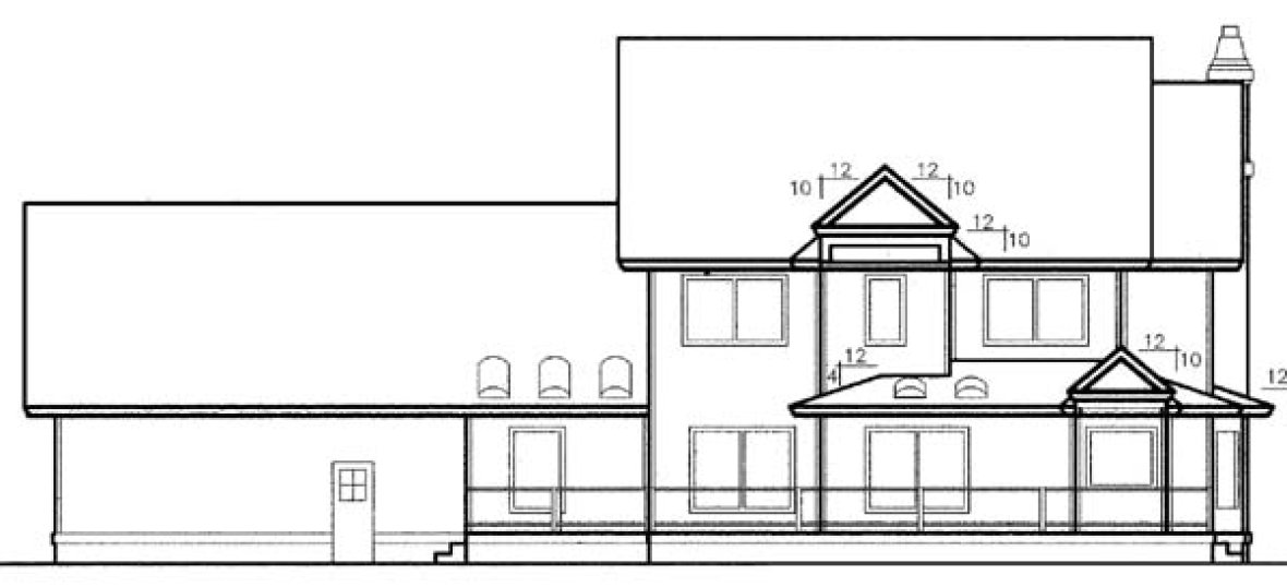 Rear Elevation for House Plan #165170