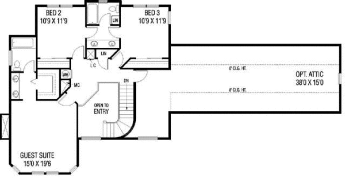Second Floor Plan for House Plan #165170