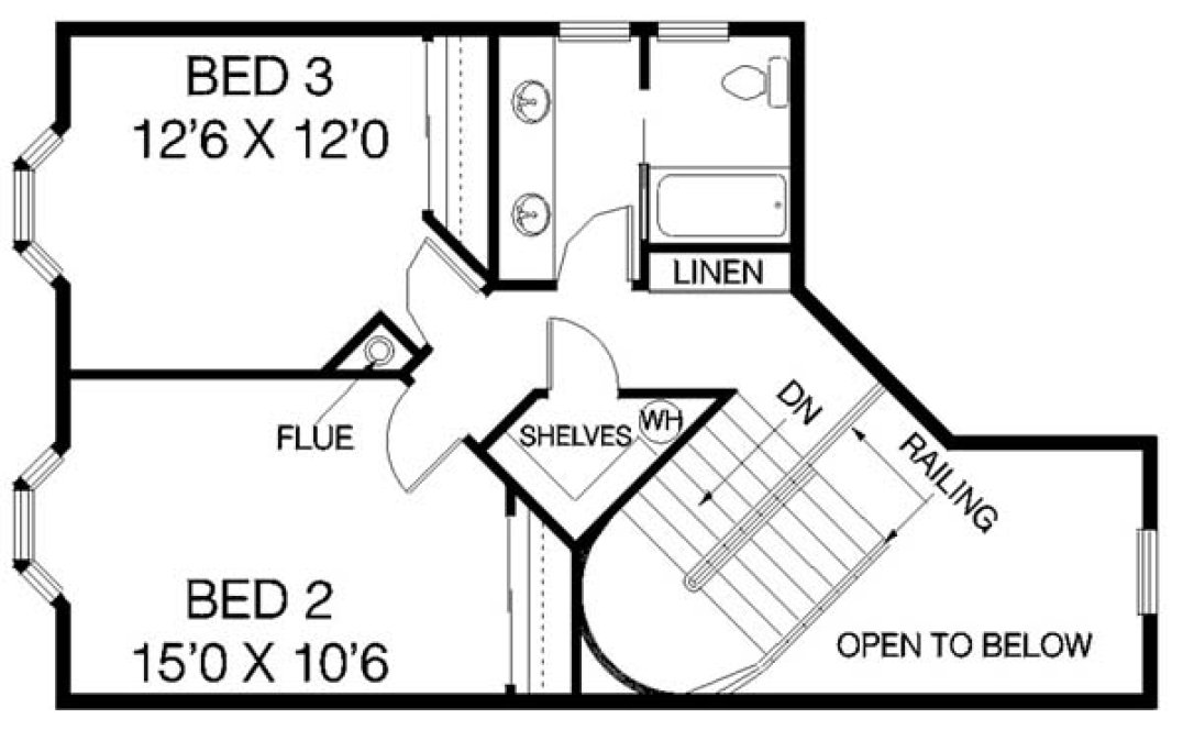 Second Floor Plan for House Plan #164060