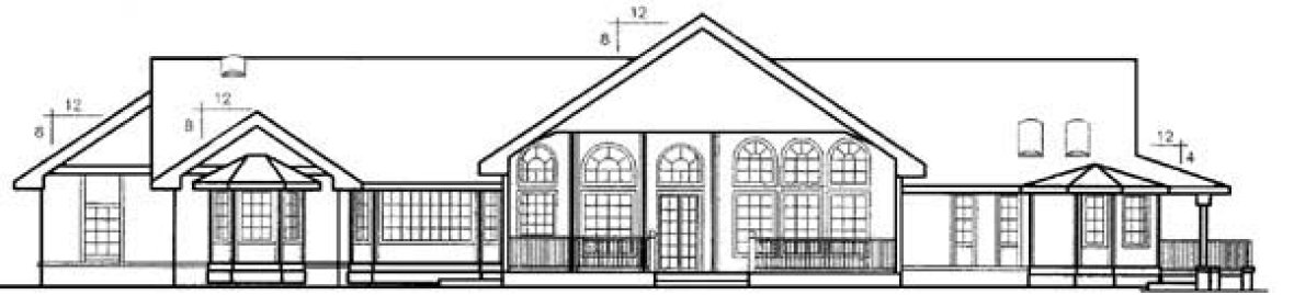 Rear Elevation for House Plan #168350