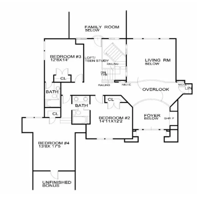 Second Floor Plan for House Plan #394600