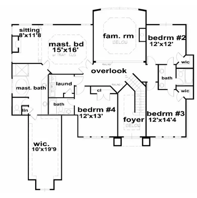 Second Floor Plan for House Plan #398130