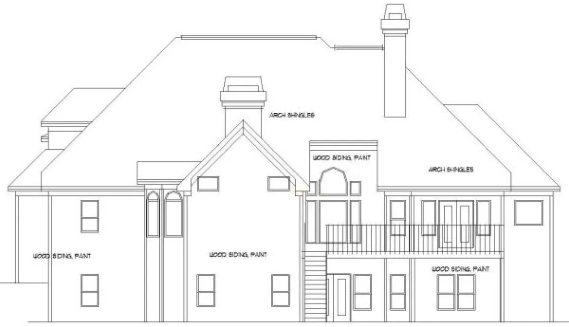 Rear Elevation for House Plan #391600