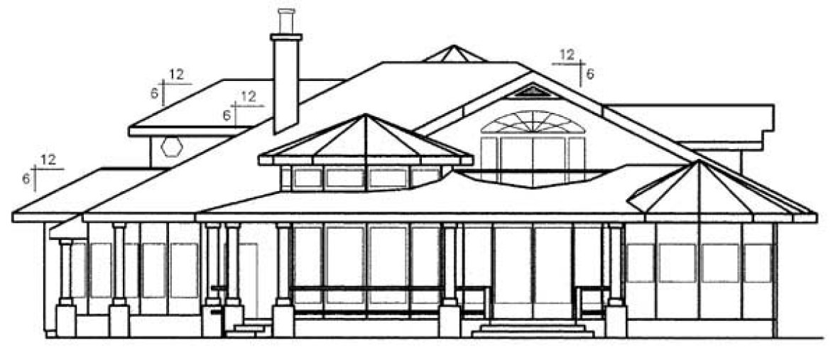 Rear Elevation for House Plan #164050