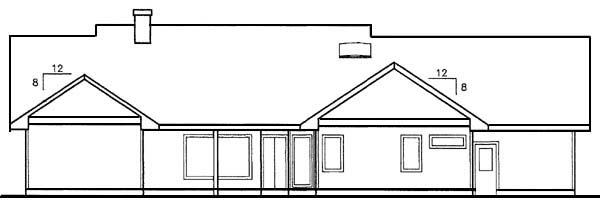 Rear Elevation for House Plan #167130