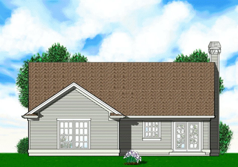 Rear Elevation for House Plan #321111