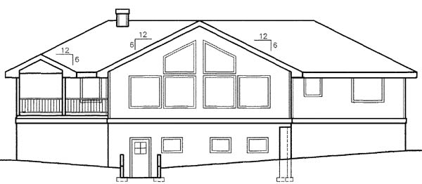 Rear Elevation for House Plan #167430