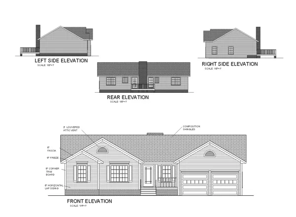 Rear Elevation for House Plan #274001