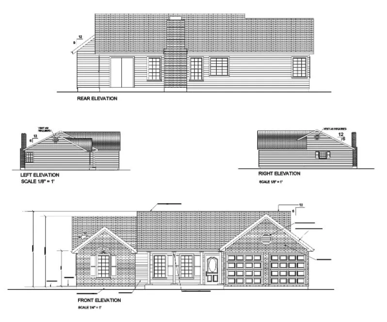 Rear Elevation for House Plan #273011