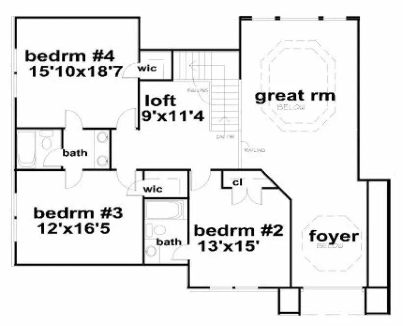 Second Floor Plan for House Plan #394230