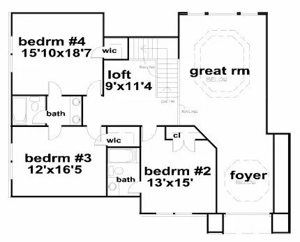 Second Floor Plan for House Plan #394230