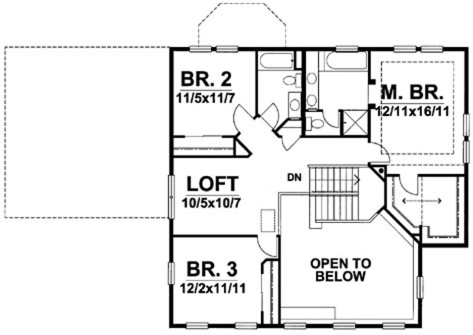 Second Floor Plan for House Plan #297001