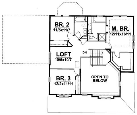 Second Floor Plan for House Plan #298001