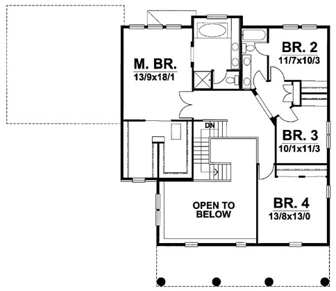 Second Floor Plan for House Plan #299001