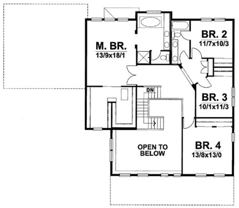 Second Floor Plan for House Plan #290101