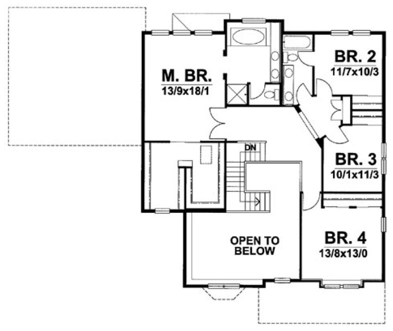 Second Floor Plan for House Plan #291101