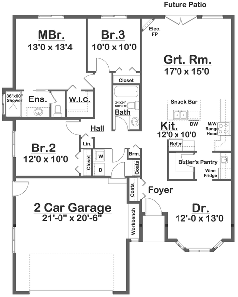 Main Floor Plan for House Plan #203052