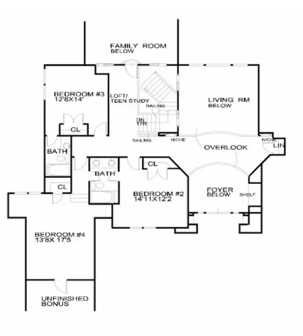 Second Floor Plan for House Plan #393110