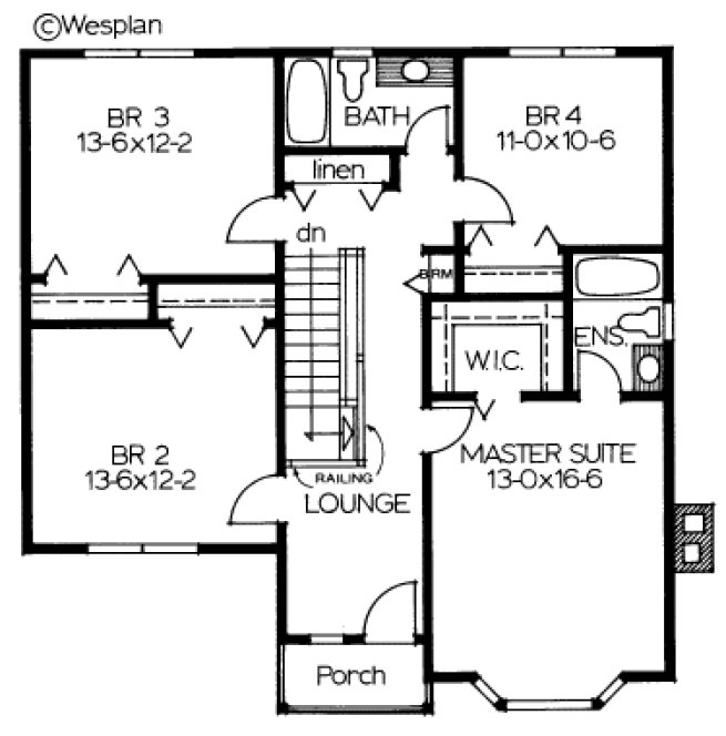 Second Floor Plan for House Plan #200958
