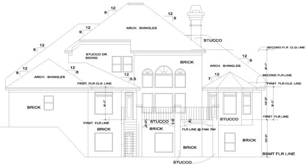 Rear Elevation for House Plan #392620