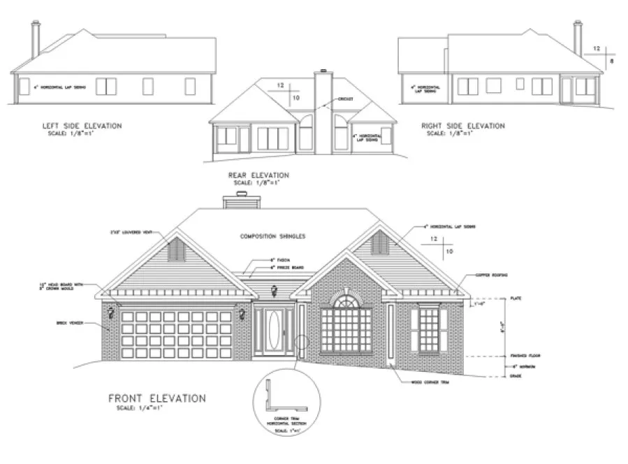 Rear Elevation for House Plan #276151