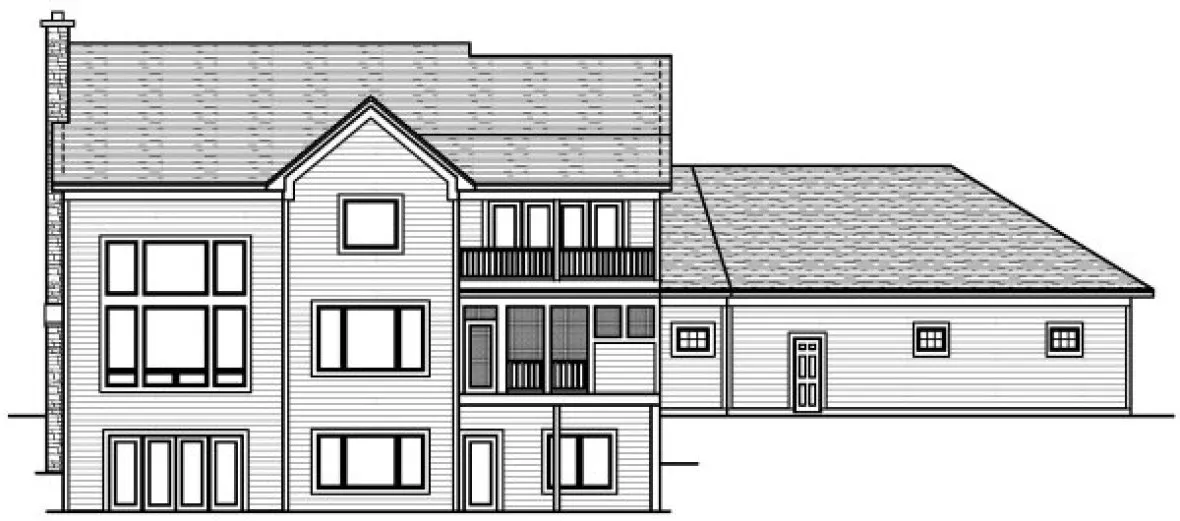 Rear Elevation for House Plan #287123
