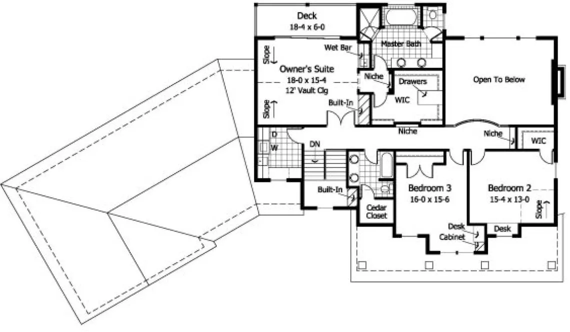 Second Floor Plan for House Plan #287123