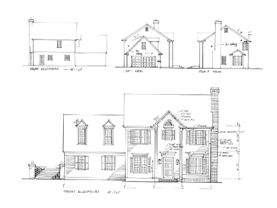 Rear Elevation for House Plan #271161