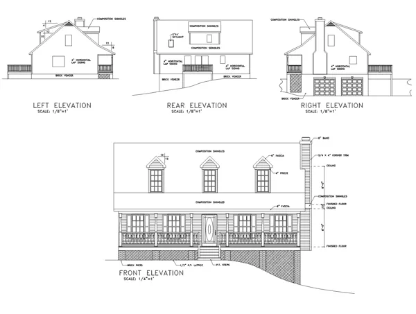 Rear Elevation for House Plan #272161