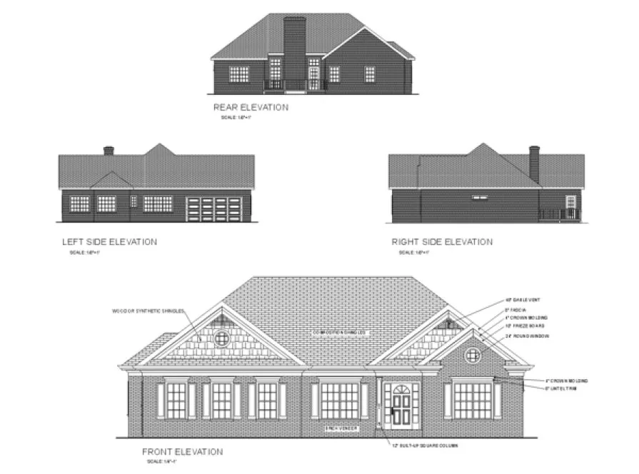 Rear Elevation for House Plan #274161
