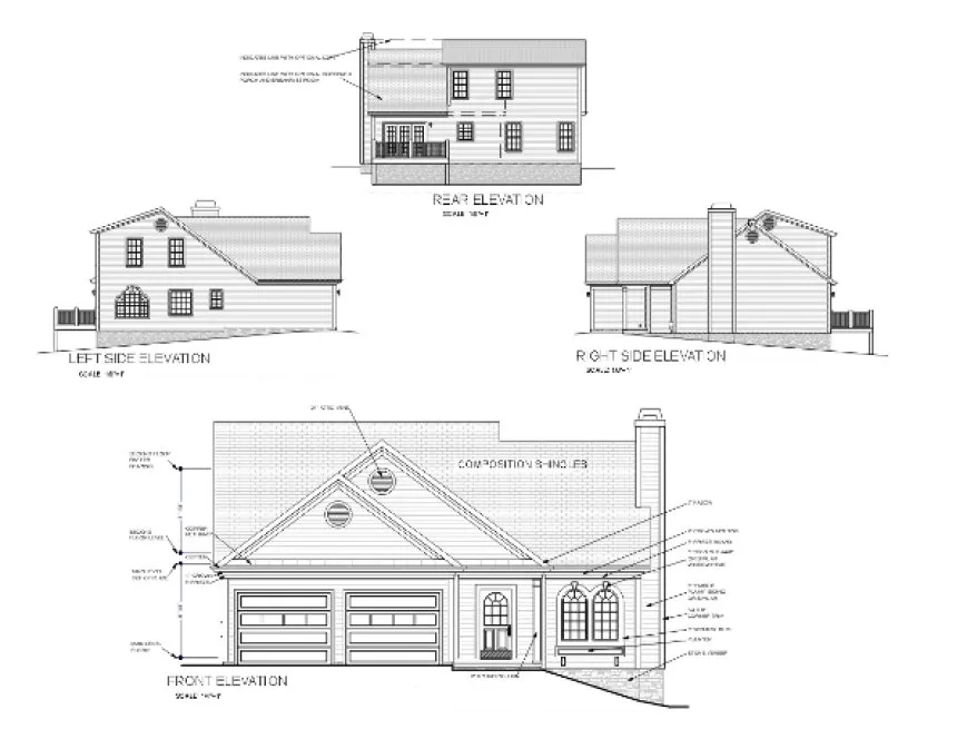 Rear Elevation for House Plan #275161