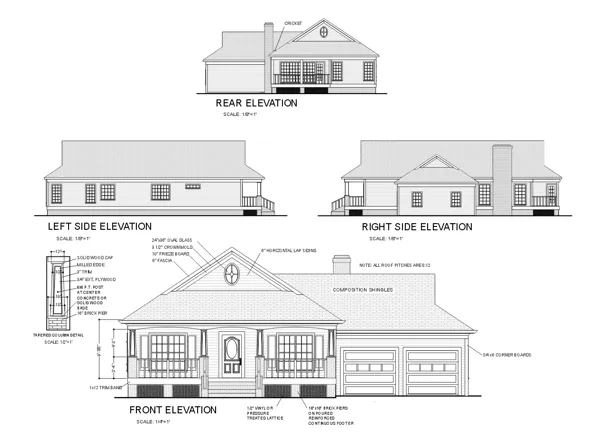 Rear Elevation for House Plan #276171