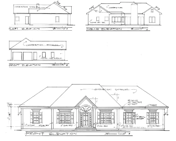 Rear Elevation for House Plan #272181