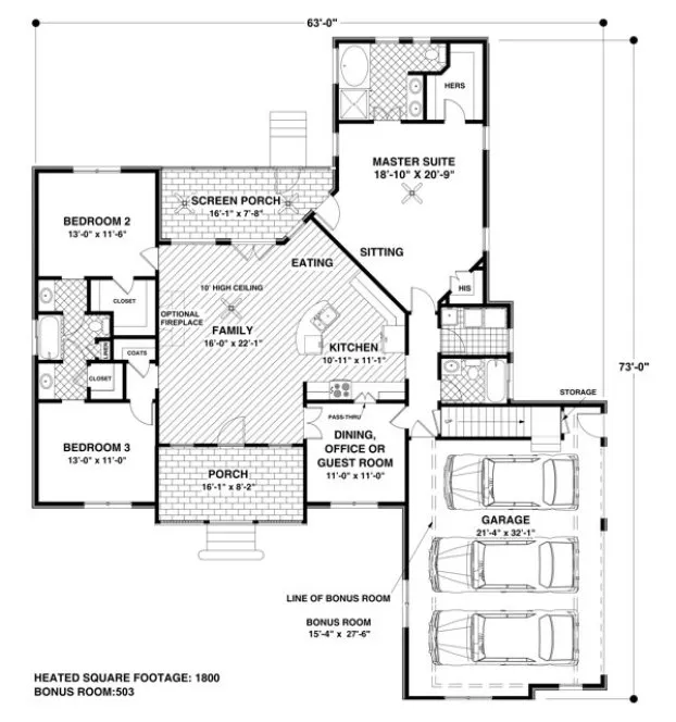 Main Floor Plan for House Plan #274281
