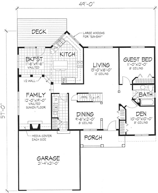 Main Floor Plan for House Plan #299059