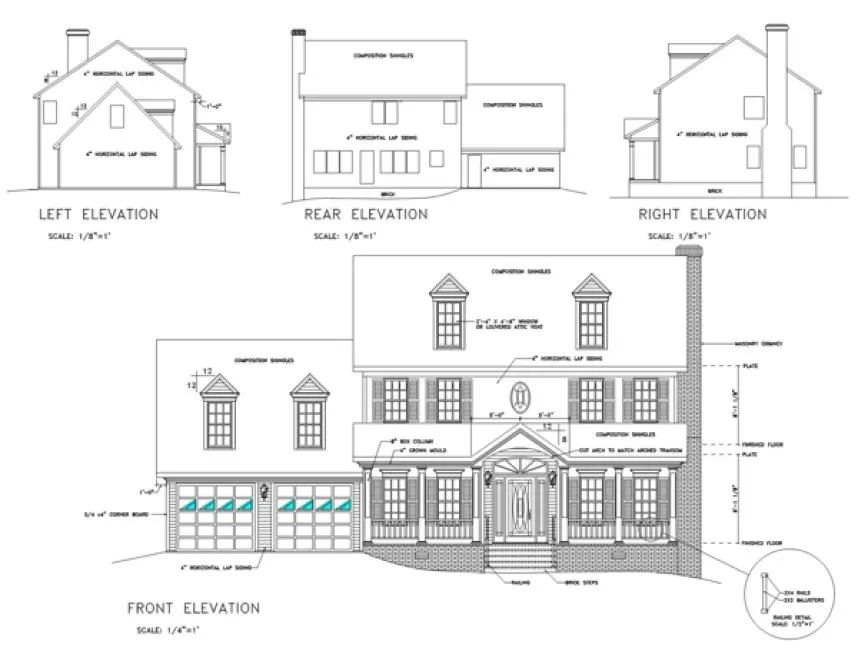 Rear Elevation for House Plan #278091