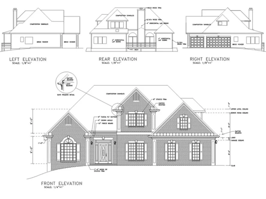 Rear Elevation for House Plan #270191