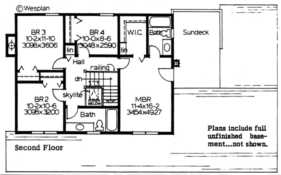 Second Floor Plan for House Plan #200914
